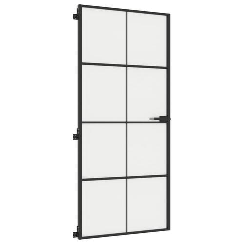 Dør 93x201,5 cm hærdet glas og aluminium sort