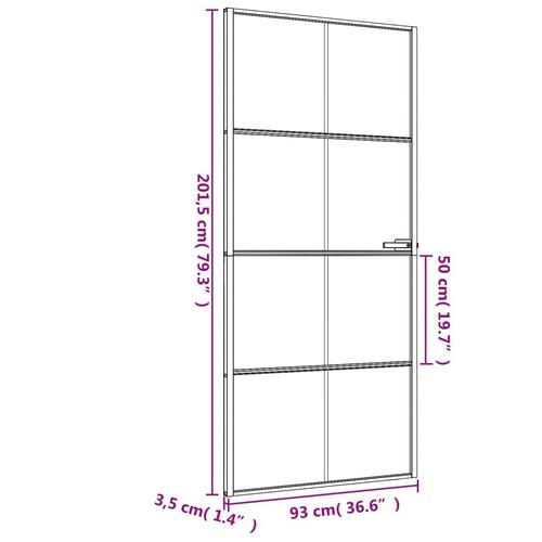 Dør 93x201,5 cm hærdet glas og aluminium sort