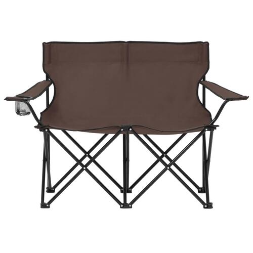 2-personers campingstol foldbar stål og stof gråbrun