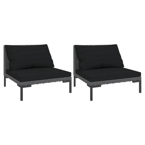 Moduler til havesofa 2 stk. med hynder halvrundt polyrattan