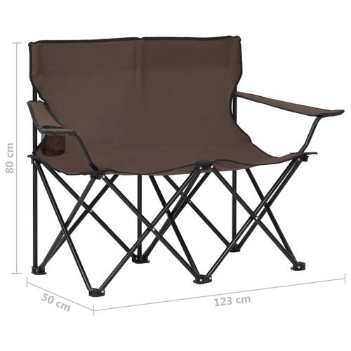 2-personers campingstol foldbar stål og stof gråbrun