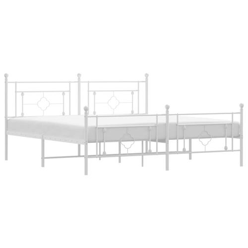 Sengeramme med sengegavl og fodgærde 180x200 cm metal hvid