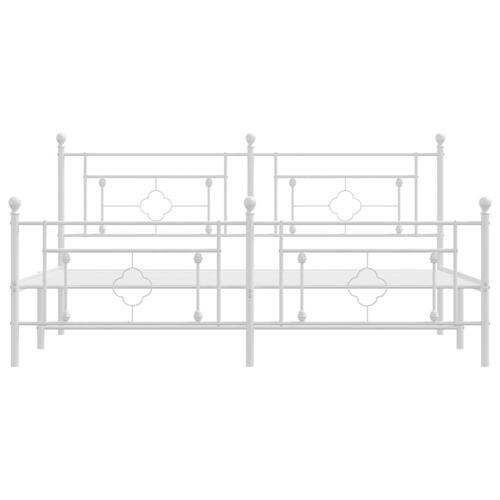 Sengeramme med sengegavl og fodgærde 180x200 cm metal hvid