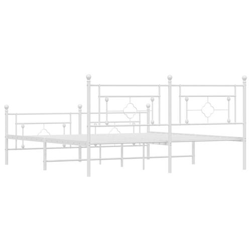 Sengeramme med sengegavl og fodgærde 180x200 cm metal hvid