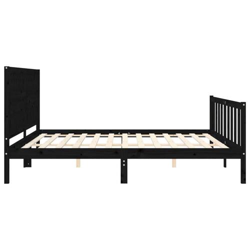 Sengeramme med sengegavl 200x200 cm massivt træ sort