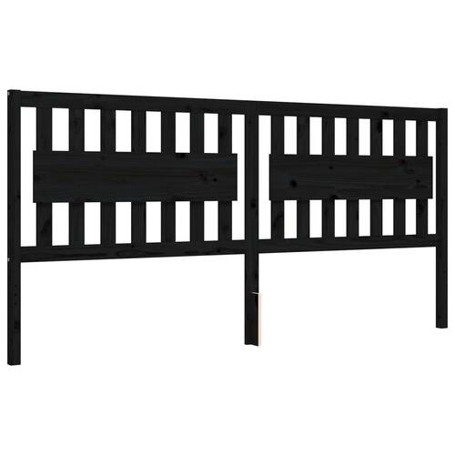 Sengeramme med sengegavl 200x200 cm massivt træ sort