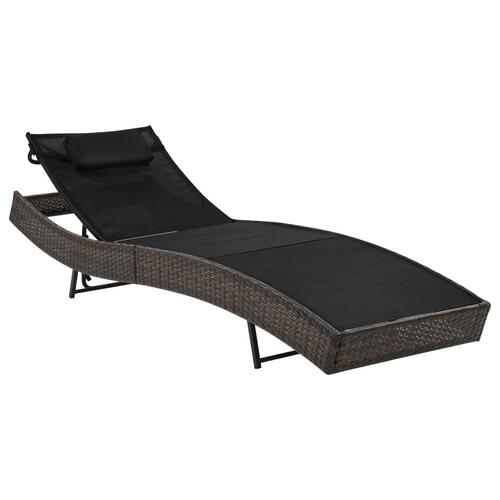 Liggestol med pude polyrattan brun