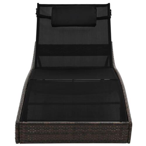 Liggestol med pude polyrattan brun