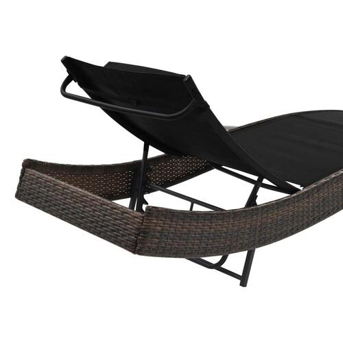 Liggestol med pude polyrattan brun