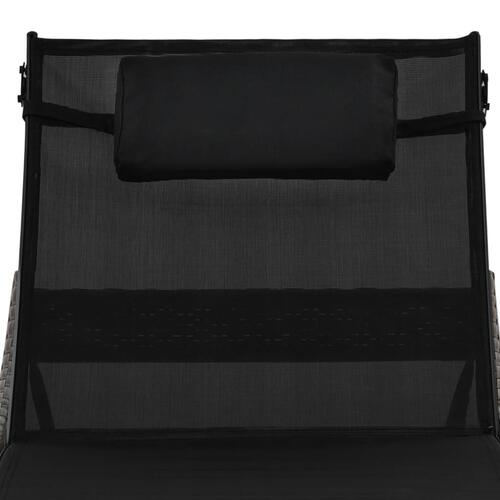 Liggestol med pude polyrattan brun