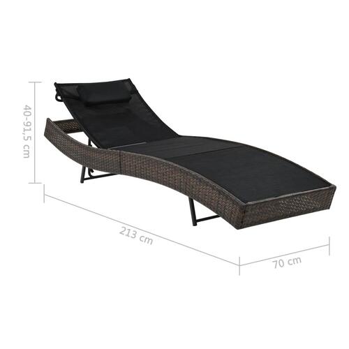 Liggestol med pude polyrattan brun