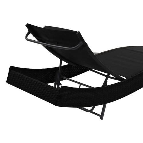 Liggestol med pude polyrattan sort