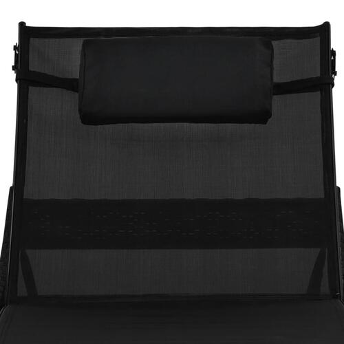 Liggestol med pude polyrattan sort