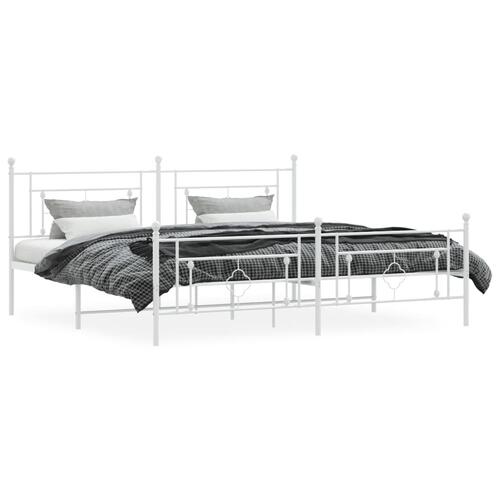 Sengeramme med sengegavl og fodgærde 193x203 cm metal hvid