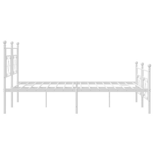 Sengeramme med sengegavl og fodgærde 193x203 cm metal hvid