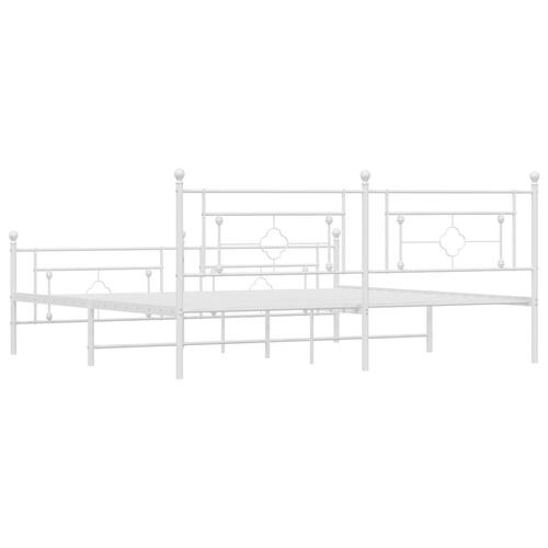 Sengeramme med sengegavl og fodgærde 193x203 cm metal hvid