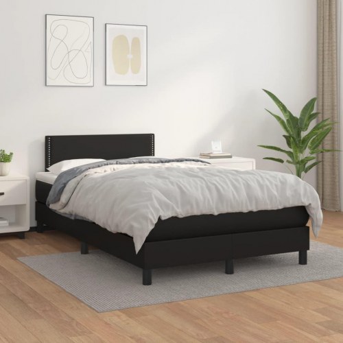 Kontinentalseng med madras 120x190 cm i sort kunstlæder