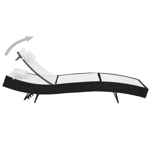Liggestol med pude polyrattan sort
