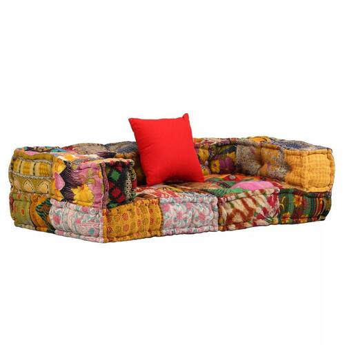 2-personers modulpuf stof patchwork