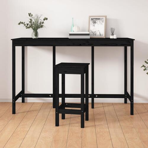 Barbord 180x80x110 cm massivt fyrretræ sort