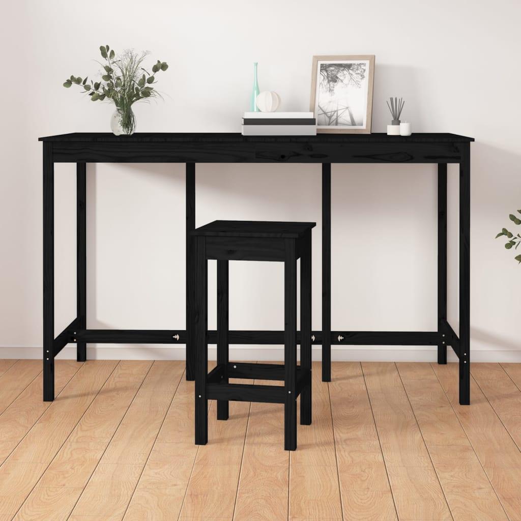 Barbord 180x80x110 cm massivt fyrretræ sort