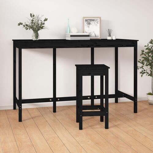 Barbord 180x80x110 cm massivt fyrretræ sort