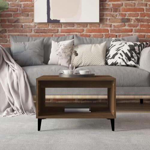 Sofabord 60x50x40 cm konstrueret træ brun egetræsfarve