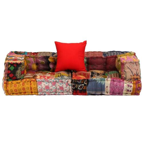 2-personers modulpuf stof patchwork