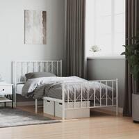 Sengeramme med sengegavl og fodgærde 100x200 cm metal hvid