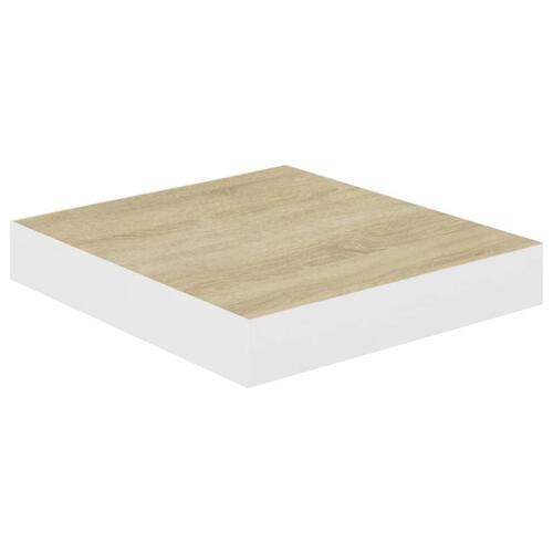 Væghylde 23x23,5x3,8 cm MDF egetræsfarvet og hvid