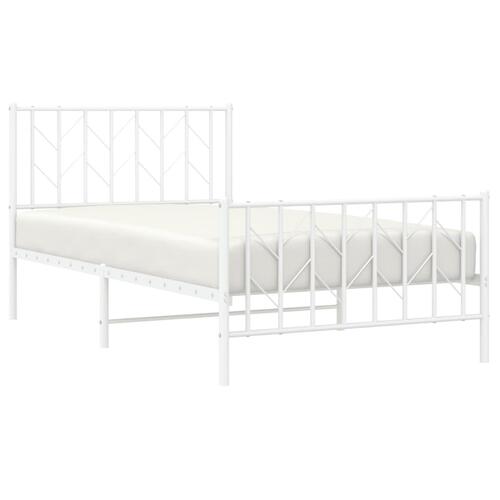 Sengeramme med sengegavl og fodgærde 100x200 cm metal hvid