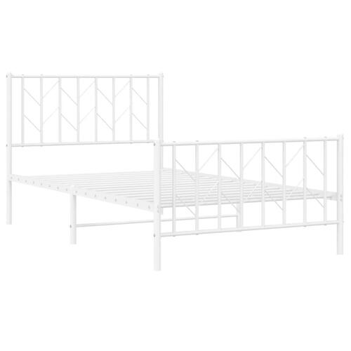 Sengeramme med sengegavl og fodgærde 100x200 cm metal hvid