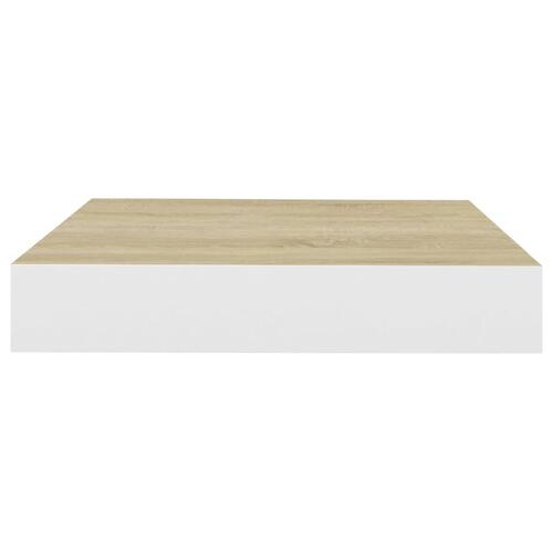 Væghylde 23x23,5x3,8 cm MDF egetræsfarvet og hvid