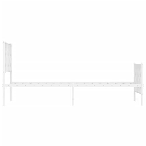 Sengeramme med sengegavl og fodgærde 100x200 cm metal hvid