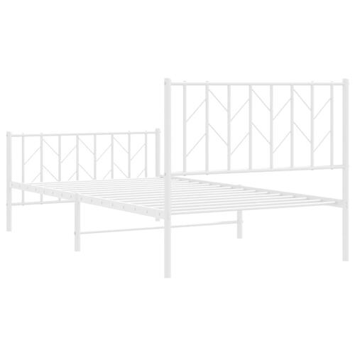 Sengeramme med sengegavl og fodgærde 100x200 cm metal hvid