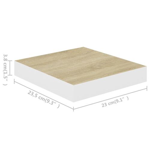Væghylde 23x23,5x3,8 cm MDF egetræsfarvet og hvid