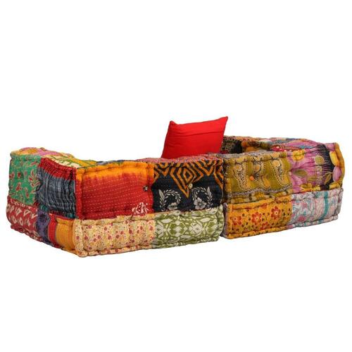 2-personers modulpuf stof patchwork