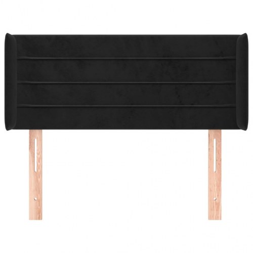 Sengegavl med kanter i fløjl - 83×16×78/88 cm, sort
