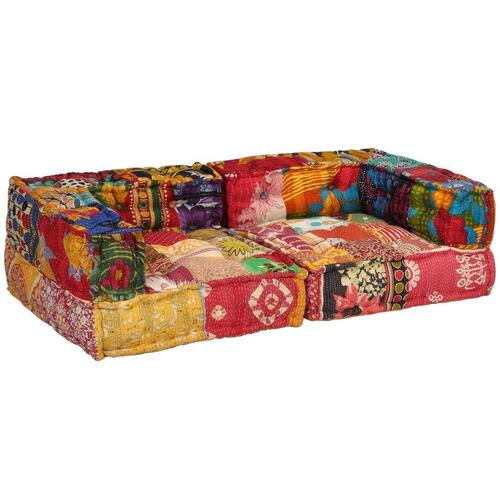 2-personers modulpuf stof patchwork