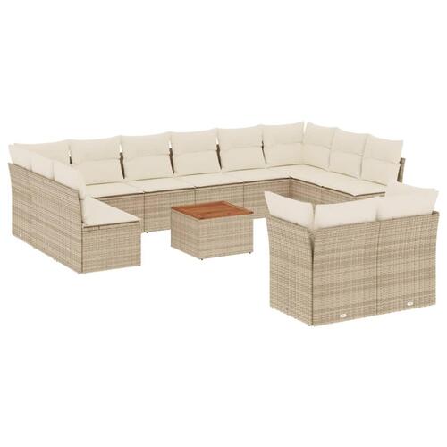 Sofasæt til haven 13 dele med hynder polyrattan beige