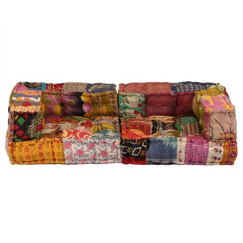 2-personers modulpuf stof patchwork