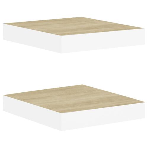 Væghylder 2 stk. 23x23,5x3,8 cm MDF egetræsfarvet og hvid