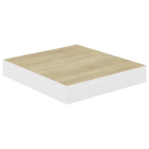 Væghylder 2 stk. 23x23,5x3,8 cm MDF egetræsfarvet og hvid