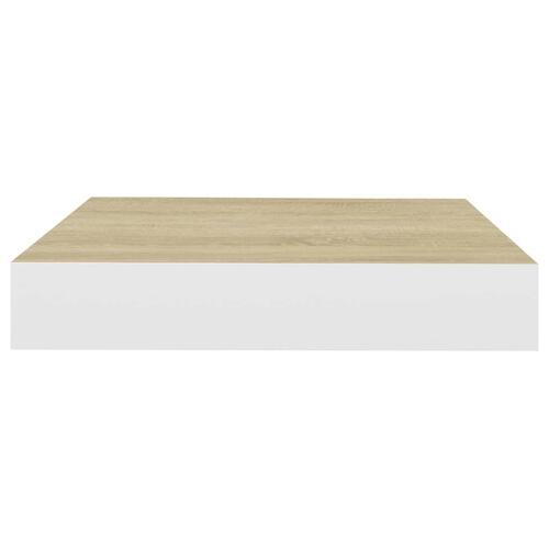 Væghylder 2 stk. 23x23,5x3,8 cm MDF egetræsfarvet og hvid