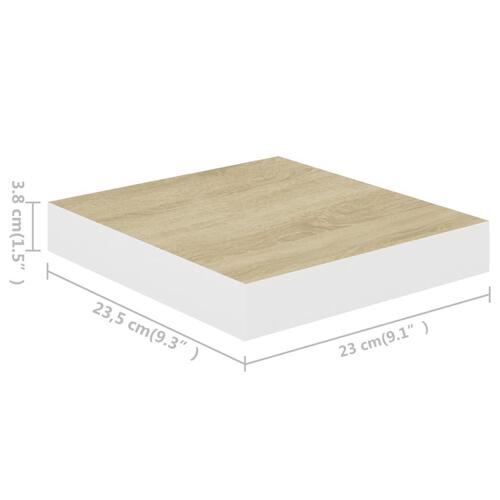 Væghylder 2 stk. 23x23,5x3,8 cm MDF egetræsfarvet og hvid