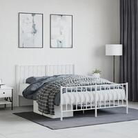 Sengeramme med sengegavl og fodgærde 135x190 cm metal hvid