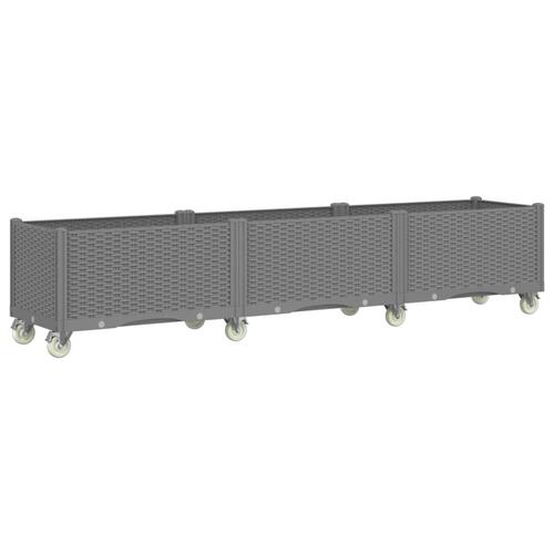 Plantekasse med hjul 240x50x54 cm PP lysegrå