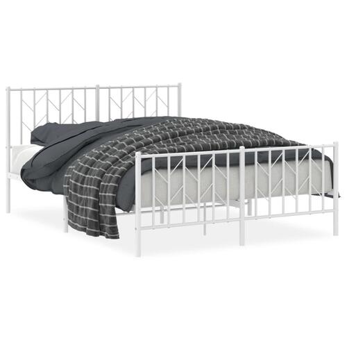 Sengeramme med sengegavl og fodgærde 135x190 cm metal hvid