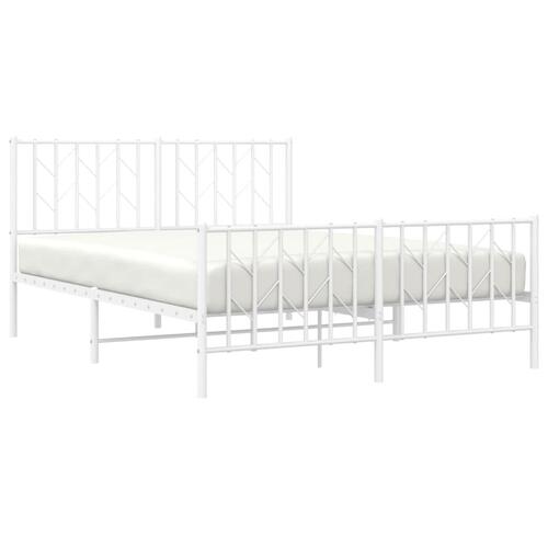 Sengeramme med sengegavl og fodgærde 135x190 cm metal hvid