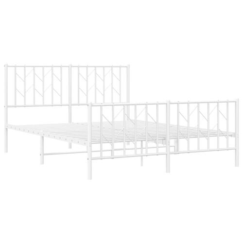 Sengeramme med sengegavl og fodgærde 135x190 cm metal hvid